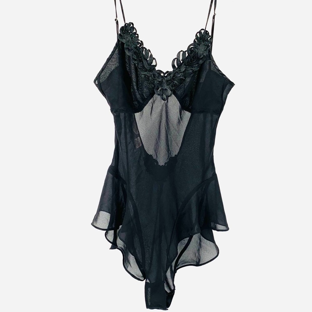 Delicates Black Bodysuit Size Medium